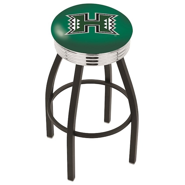 Holland Bar Stool Co 30" Blk Wrinkle Hawaii Swivel Bar Stool, Chrome Ring - L8B3C30HAWAII
