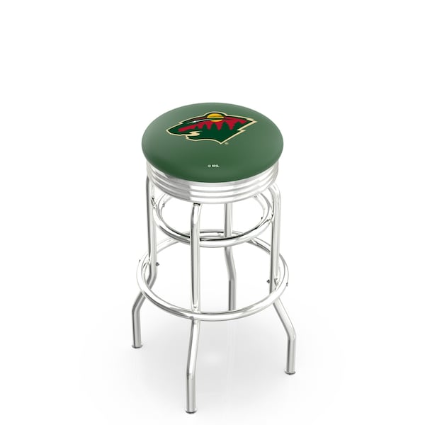 Holland Bar Stool Co 25" Chrome 2-Ring Minnesota Wild Swivel Bar Stool, Accent Ring - L7C3C25MINWLD