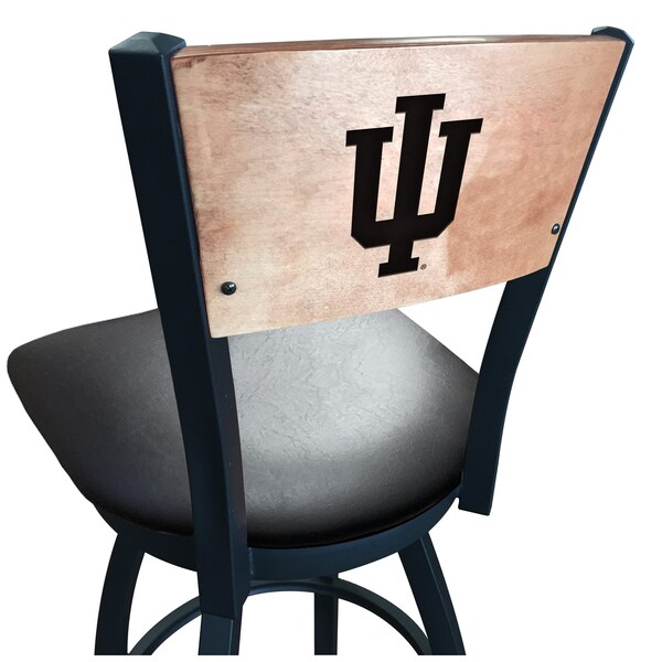 Holland Bar Stool Co 25" Blk Wrinkle Indiana Swivel Bar Stool, Laser Engraved Back - L03825BWMEDMPLAINDNAUBLKVINYL