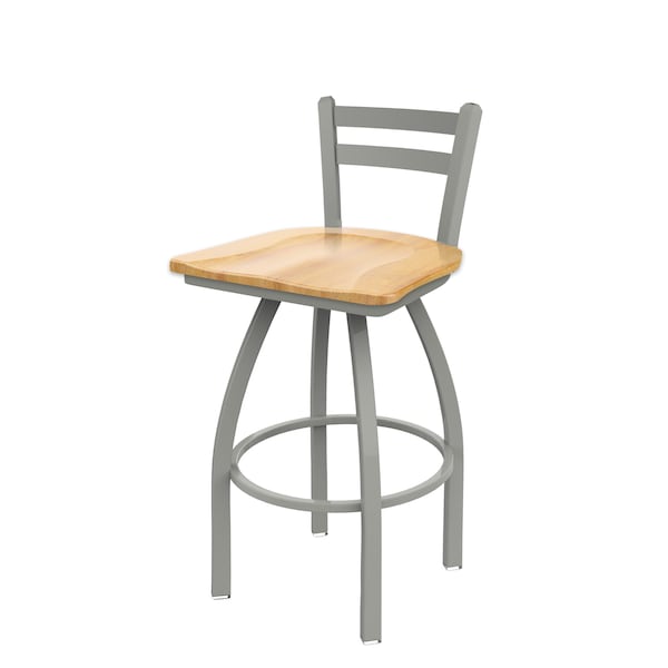 Holland Bar Stool Co 30" Low Back Swivel Bar Stool, Nickel Finish, Nat Maple Seat - 41130ANNATMPL
