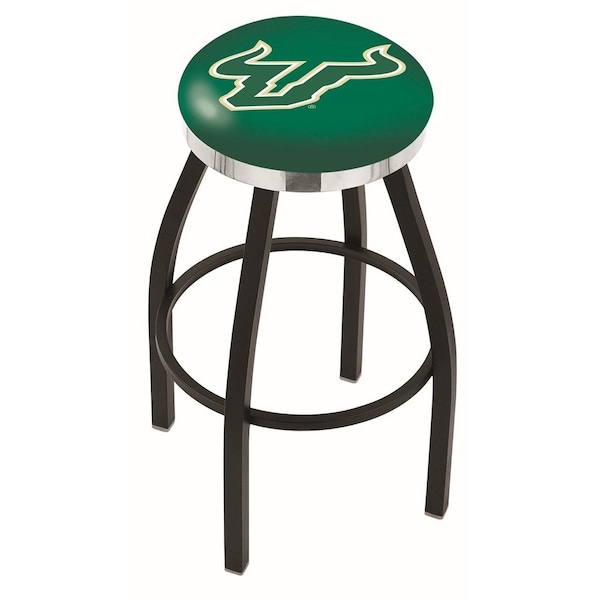 Holland Bar Stool Co 30" Blk Wrinkle South Florida Swivel Bar Stool, Chrome Ring - L8B2C30SOUFLA