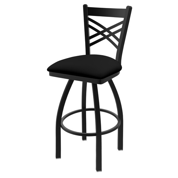 Holland Bar Stool Co 30" Swivel Bar Stool, Black Wrinkle, Black Vinyl Seat - 82030BWBLKVINYL