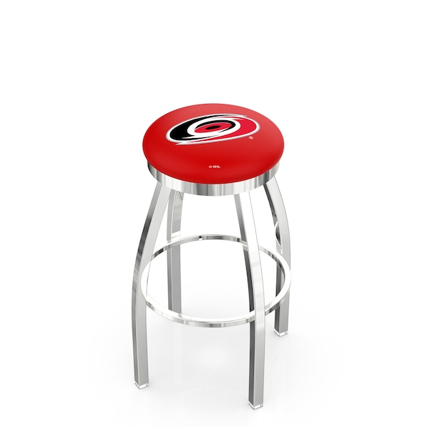 Holland Bar Stool Co 25" Chrome Carolina Hurricanes Swivel Bar Stool, Accent Ring - L8C2C25CARHUR