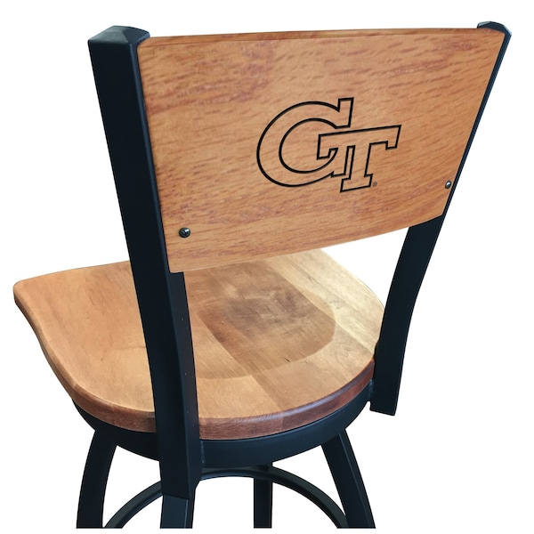 Holland Bar Stool Co 25" Blk Wrinkle Georgia Tech Swivel Bar Stool, Laser Engraved Back - L03825BWMEDMPLAGATECHMEDMPL