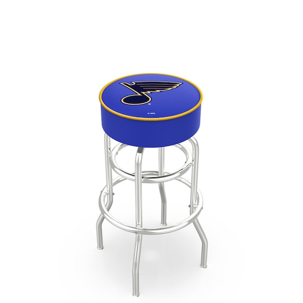 Holland Bar Stool Co 25" St Louis Blues Cushion Seat, 2-Ring Chrome Swivel Bar Stool - L7C125STLBLU
