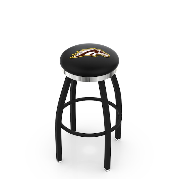 Holland Bar Stool Co 30" Blk Wrinkle Western Michigan Swivel Bar Stool, Chrome Ring - L8B2C30WESTMI