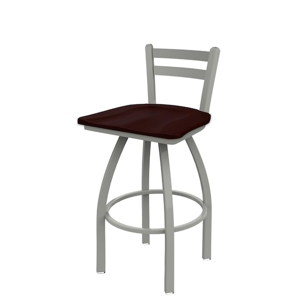 Holland Bar Stool Co 30" Low Back Swivel Bar Stool, Nickel Finish, Dark Cherry Oak Seat - 41130ANDCOAK