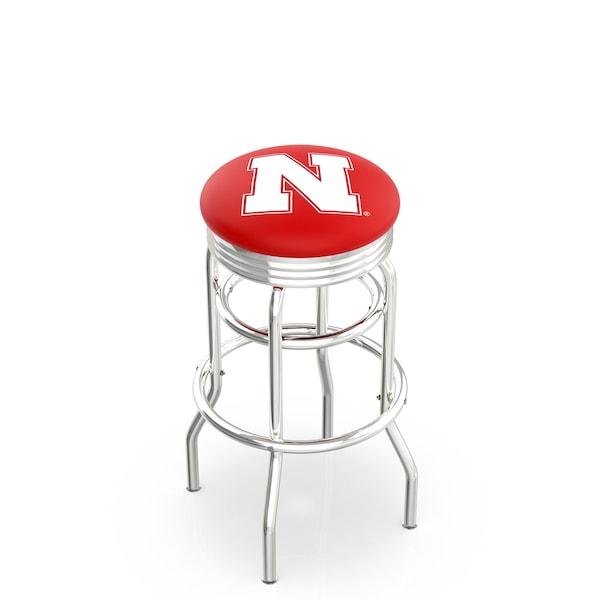 Holland Bar Stool Co 30" Chrome 2-Ring Nebraska Swivel Bar Stool, Accent Ring - L7C3C30NEBRUN