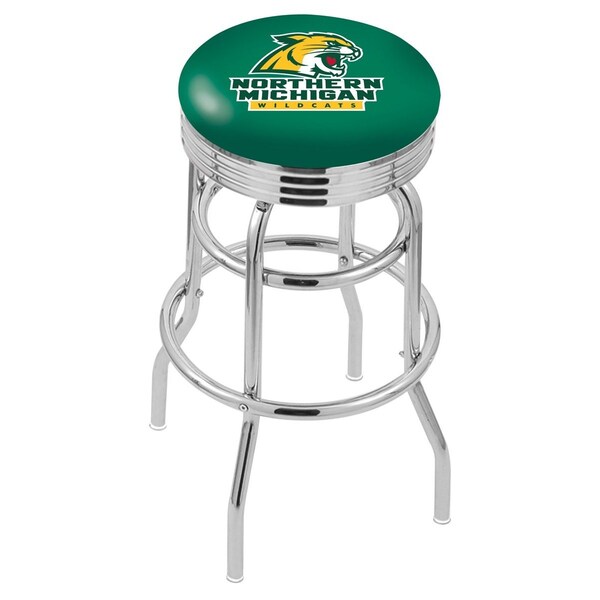 Holland Bar Stool Co 30" Chrome 2-Ring Northern Michigan Swivel Bar Stool, Accent Ring - L7C3C30NORMIC