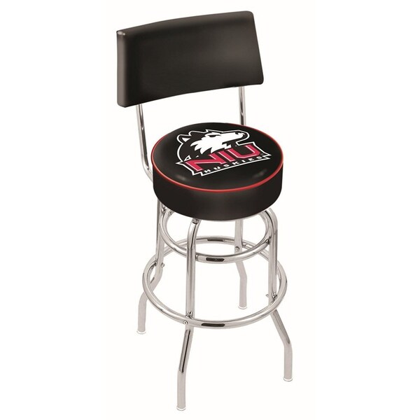 Holland Bar Stool Co 30" Chrome 2-Ring Northern Illinois Swivel Bar Stool, Back - L7C430NORILL