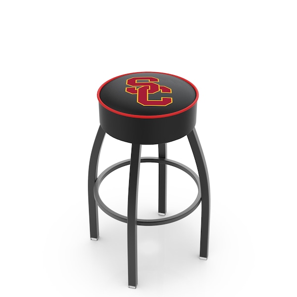 Holland Bar Stool Co 25" 4" USC Trojans Cushion Seat, Blk Wrinkle Base Swivel Bar Stool - L8B125SOUCAL