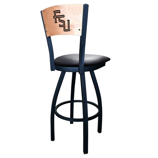 Holland Bar Stool Co 30" Blk Wrinkle Florida State Script Swivel Bar Stool, Engraved Back - L03830BWMEDMPLAFSU-FSBLKVINYL