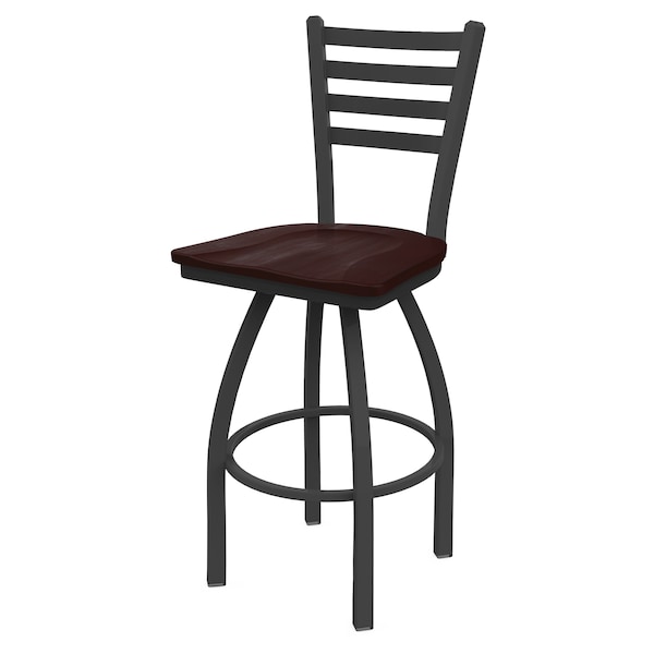 Holland Bar Stool Co 30" Swivel Bar Stool, Pewter Finish, Dark Cherry Maple Seat - 41030PWDCMPL
