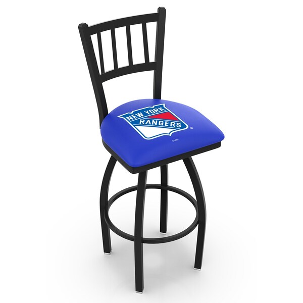 Holland Bar Stool Co 25" Blk Wrinkle New York Rangers Swivel Bar Stool, Jailhouse Back - L01825NYRANG