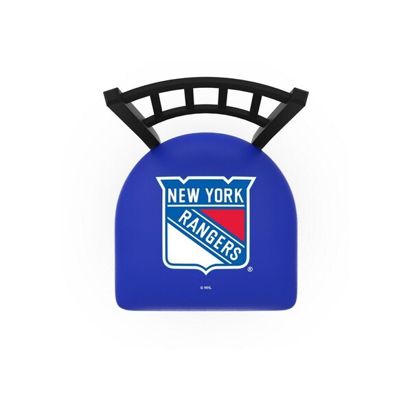 Holland Bar Stool Co 25" Blk Wrinkle New York Rangers Swivel Bar Stool, Jailhouse Back - L01825NYRANG