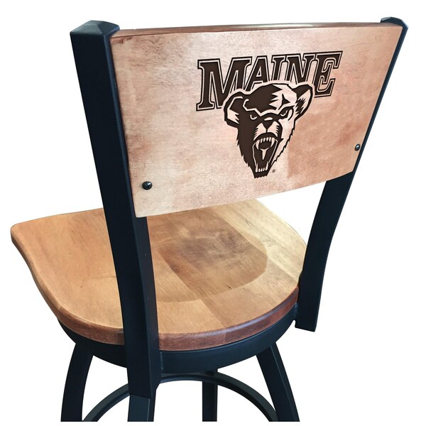 Holland Bar Stool Co 30" Blk Wrinkle Maine Swivel Bar Stool, Laser Engraved Back - L03830BWMEDMPLAMAINEUMEDMPL