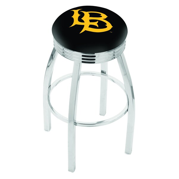 Holland Bar Stool Co 30" Chrome Long Beach State University Swivel Bar Stool, Accent Ring - L8C3C30LBSTUN