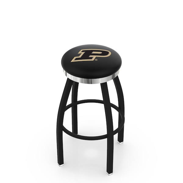 Holland Bar Stool Co 30" Blk Wrinkle Pitt Swivel Bar Stool, Chrome Ring - L8B2C30PURDUE