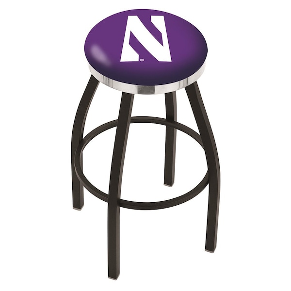 Holland Bar Stool Co 30" Blk Wrinkle Northwestern Swivel Bar Stool, Chrome Ring - L8B2C30NTHWST