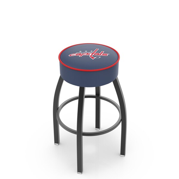Holland Bar Stool Co 25" Washington Capitals Cushion Seat, Blk Wrinkle Base Swivel Bar Stool - L8B125WSHCAP