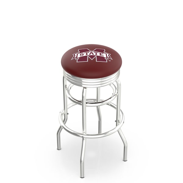 Holland Bar Stool Co 25" Chrome 2-Ring Mississippi State Swivel Bar Stool, Accent Ring - L7C3C25MSSSTU