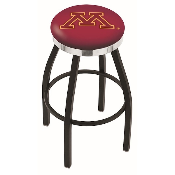 Holland Bar Stool Co 25" Blk Wrinkle Minnesota Swivel Bar Stool, Chrome Ring - L8B2C25MINNUN