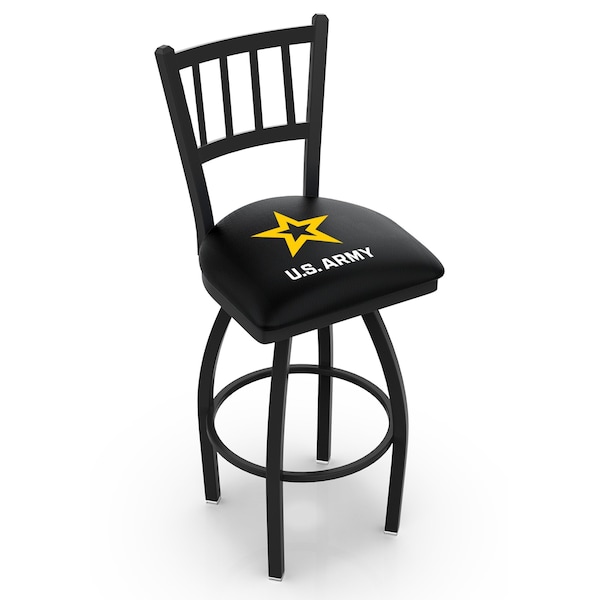 Holland Bar Stool Co 25" Blk Wrinkle U.S. Army Swivel Bar Stool, Jailhouse Back - L01825ARMY
