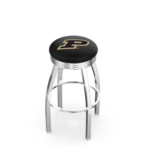 Holland Bar Stool Co 25" Chrome Pitt Swivel Bar Stool, Accent Ring - L8C3C25PURDUE
