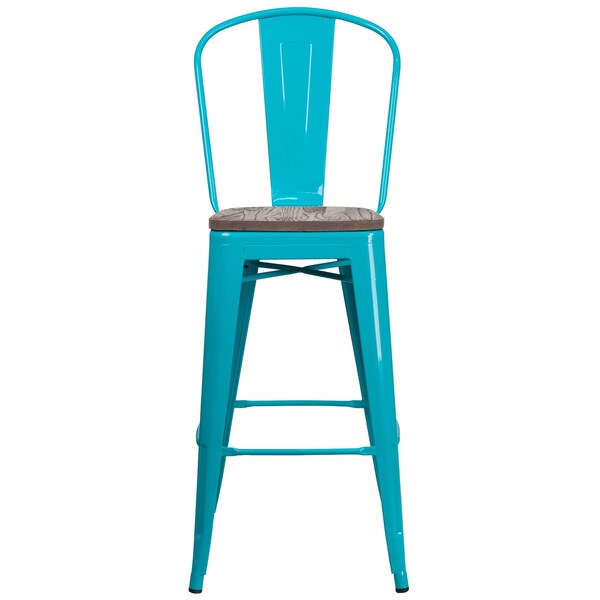 Flash Furniture Teal Metal Barstool, 30", PK4 - 4-ET-3534-30-CB-WD-GG