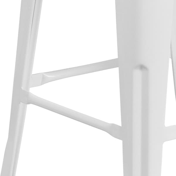 Flash Furniture Backless White Metal Barstool with Square Wood Seat, 30" High, PK4 - 4-CH-31320-30-WH-WD-GG