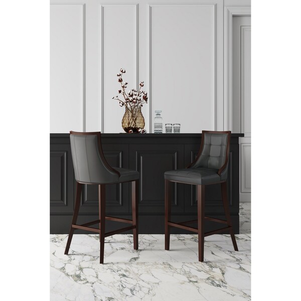 Manhattan Comfort Fifth Avenue Faux Leather Barstool in Pebble Grey - BS007-PE