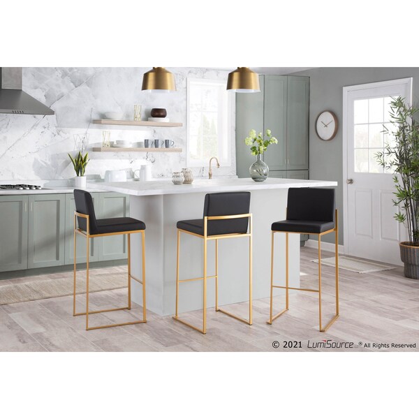 Lumisource Fuji High Back Barstool - Set of 2 PR - B30-FUJIHB AUBK2