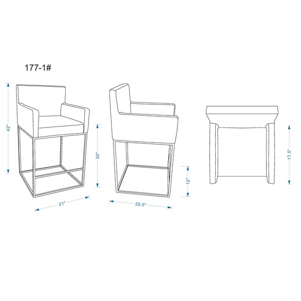 Manhattan Comfort Ambassador Barstool in Cream and Black - BS017-CR