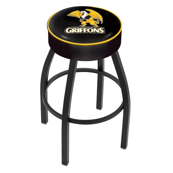 Holland Bar Stool Co 30" Missouri Western St Cushion Seat, Blk Wrnkl Base Swivel Bar Stool - L8B130MOWST