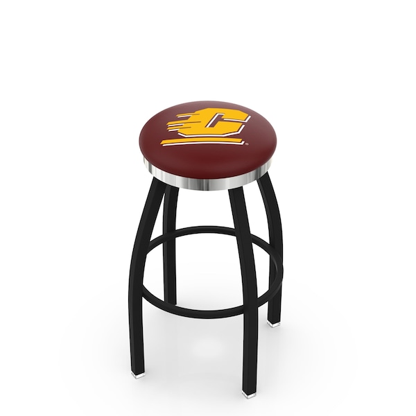 Holland Bar Stool Co 30" Blk Wrinkle Central Michigan Swivel Bar Stool, Chrome Ring - L8B2C30CENMIC