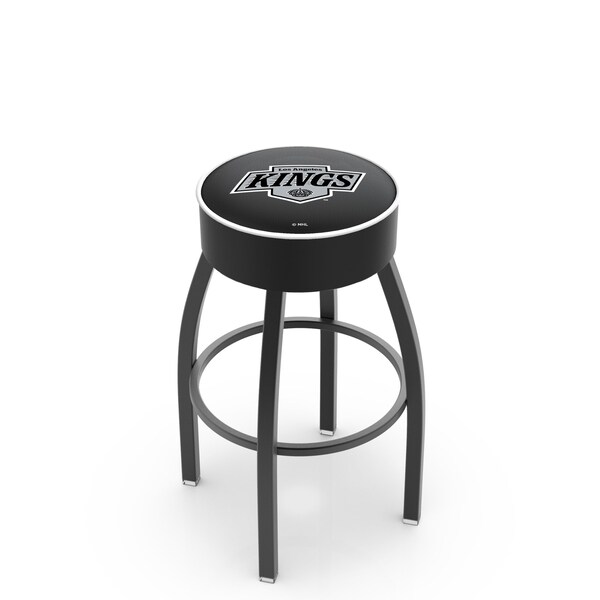 Holland Bar Stool Co 25" Los Angeles Kings Cushion Seat, Blk Wrinkle Base Swivel Bar Stool - L8B125LAKING