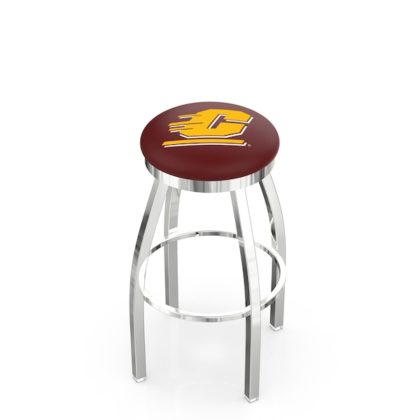 Holland Bar Stool Co 30" Chrome Central Michigan Swivel Bar Stool, Accent Ring - L8C2C30CENMIC