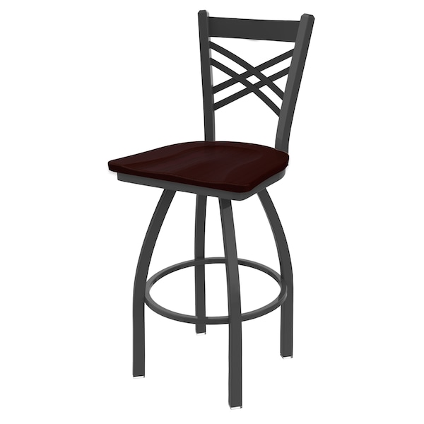 Holland Bar Stool Co 30" Swivel Bar Stool, Pewter Finish, Dark Cherry Oak Seat - 82030PWDCOAK