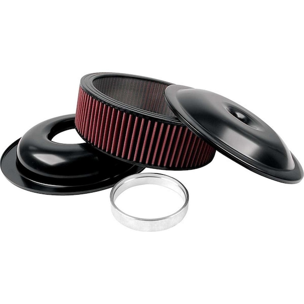 Allstar Performance 14 in. Air Cleaner Kit with Washable Element - 4 in. - Black - ALL25923