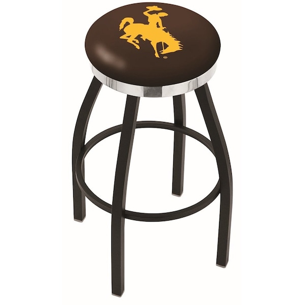 Holland Bar Stool Co 25" Blk Wrinkle Wyoming Swivel Bar Stool, Chrome Ring - L8B2C25WYMNG
