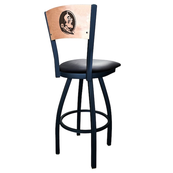 Holland Bar Stool Co 25" Blk Wrinkle Florida State Head Swivel Bar Stool, Engraved Back - L03825BWMEDMPLAFSU-HDBLKVINYL