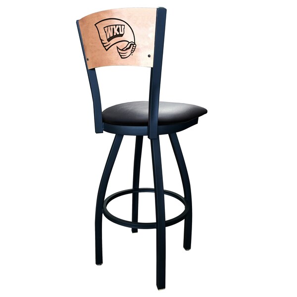Holland Bar Stool Co 30" Blk Wrinkle Western Kentucky Swivel Bar Stool, Laser Engraved Back - L03830BWMEDMPLAWESTKYBLKVINYL