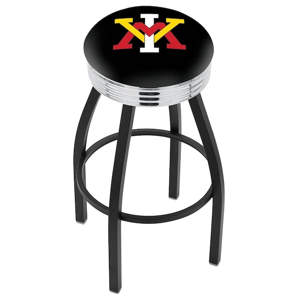 Holland Bar Stool Co 30" Blk Wrnkl Virginia Military Institute Swivel Bar Stool, Chrome Ring - L8B3C30VAMILI