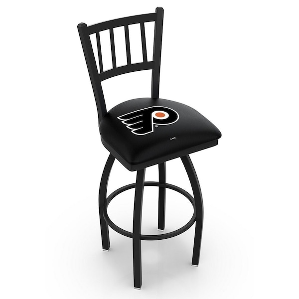 Holland Bar Stool Co 25" Blk Wrinkle Philadelphia Flyers Swivel Bar Stool, Jailhouse Back - L01825PHIFLY-B
