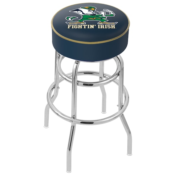 Holland Bar Stool Co 30" Notre Dame Leprechaun Cushion Seat, 2-Ring Chrome Swivel Bar Stool - L7C130ND-LEP