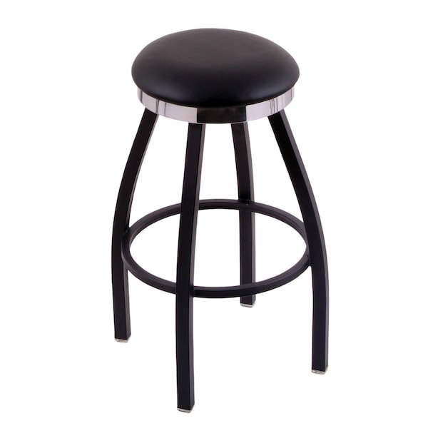 Holland Bar Stool Co 30" Bar Stool, Black Wrinkle, Vinyl Seat, Accent Ring, 360 Swivel - C8B2C30BLKVINYL
