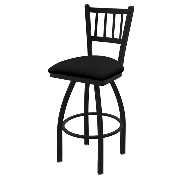 Holland Bar Stool Co 30" Swivel Bar Stool, Black Wrinkle, Black Vinyl Seat - 81030BWBLKVINYL