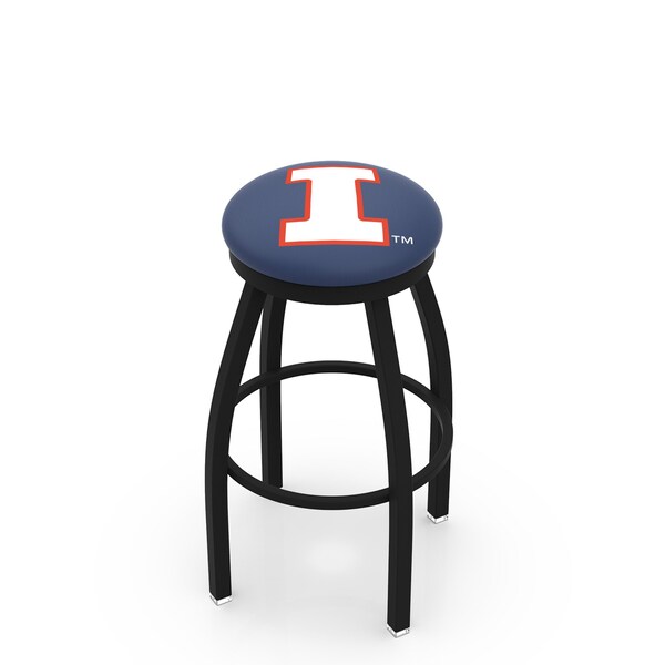 Holland Bar Stool Co 25" Blk Wrinkle Illinois Swivel Bar Stool, Accent Ring - L8B2B25ILLINIU