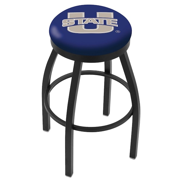 Holland Bar Stool Co 25" Blk Wrinkle Utah State Swivel Bar Stool, Accent Ring - L8B2B25UTAHST