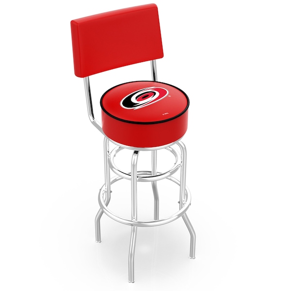 Holland Bar Stool Co 25" Chrome 2-Ring Carolina Hurricanes Swivel Bar Stool, Back - L7C425CARHUR